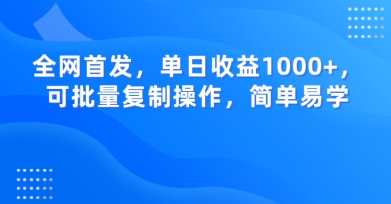 全网首发，单日收益1000+，可批量复制操作，简单易学【揭秘】-情久项目网