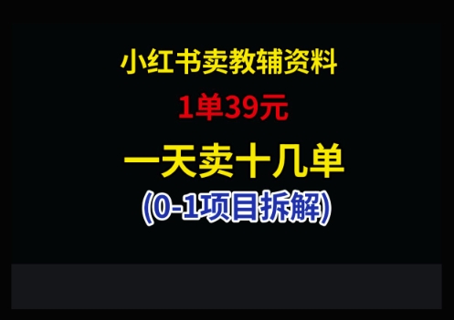 小红书卖小学教辅资料，1单39，1天十几单-情久项目网