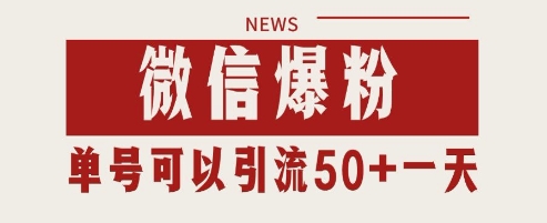 微信爆粉，私域暴力引流打法日引千粉 单号日进50+【揭秘】-情久项目网