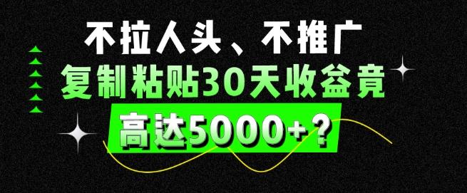 不拉人头、不推广，复制粘贴30天收益竟高达5000+？-情久项目网