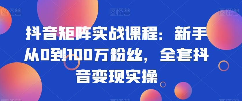 抖音矩阵实战课程：新手从0到100万粉丝，全套抖音变现实操-情久项目网