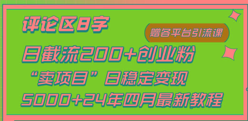 (9851期)评论区8字日载流200+创业粉  日稳定变现5000+24年四月最新教程！-情久项目网