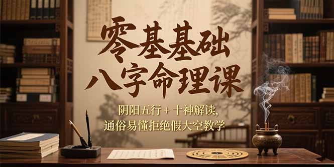 零基础八字命理课，阴阳五行+十神解读，通俗易懂拒绝假大空教学-情久项目网