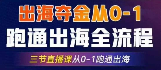 2025出海夺金从0-1跑通出海全流程，三节直播课从0-1跑通出海，教你用AI跑通全流程-情久项目网