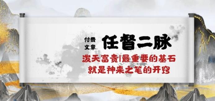 某付费文章《任督 二脉 泼天富贵|最重要的基石 就是神来之笔的开窍|万字》-情久项目网