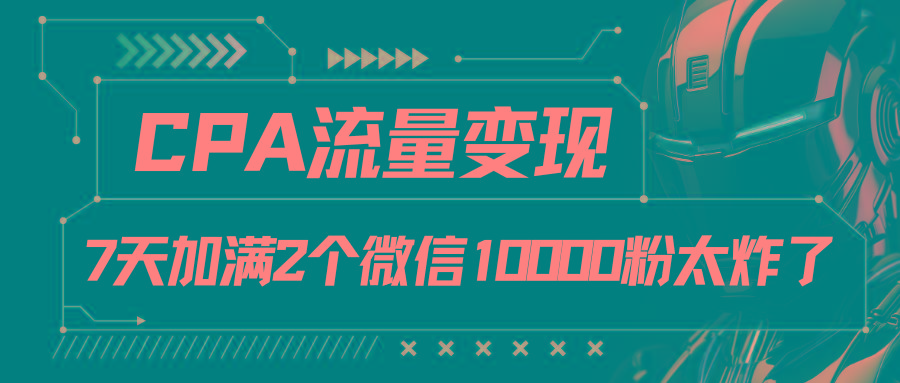 CPA流量变现，7天加满两个微信10000粉-情久项目网