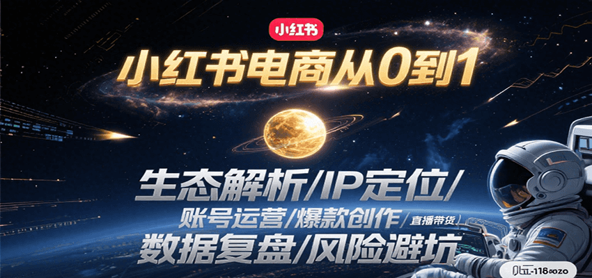 小红书电商从0到1：生态解析/IP定位/ 账号运营/爆款创作/直播带货/数据复盘/风险避坑-情久项目网