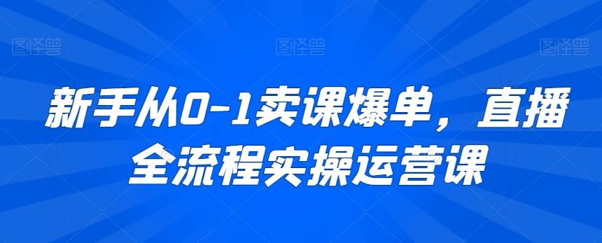 新手从0-1卖课爆单，直播全流程实操运营课-情久项目网