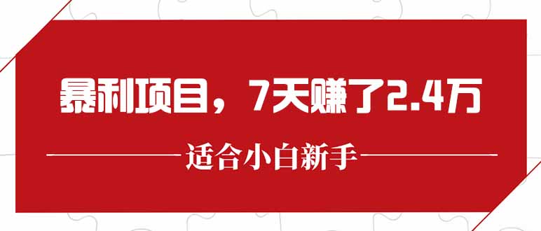 最新暴利项目，每单收益轻松在300以上，7天赚了2.4万-情久项目网