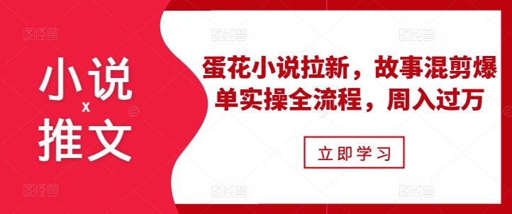 小说推文之蛋花小说拉新，故事混剪爆单实操全流程，周入过万-情久项目网
