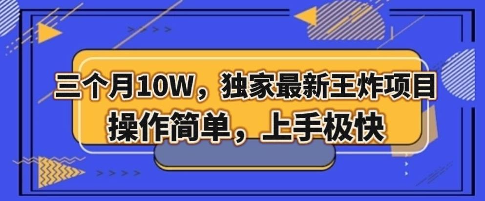 三个月10W，独家最新王炸项目！操作简单，上手极快【揭秘】-情久项目网