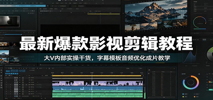 最新爆款影视剪辑教程：大V内部实操干货，字幕模板音频优化成片教学-情久项目网