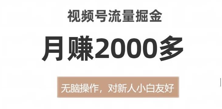 视频号流量掘金，无脑操作，对新人小白友好，月赚2000多【揭秘】-情久项目网