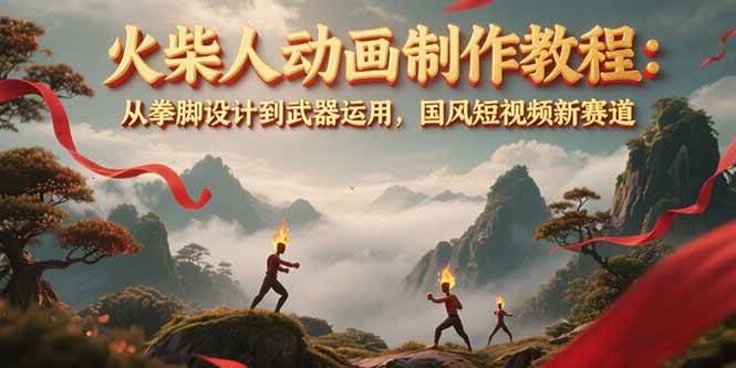 图片[1]-火柴人动画制作教程：从拳脚设计到武器运用，国风短视频新赛道-情久项目网