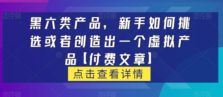 黑六类虚拟产品，新手如何挑选或者创造出一个虚拟产品【付费文章】-情久项目网