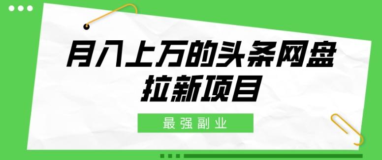 最强副业，月入上万的头条网盘拉新项目，小白新手轻松上手-情久项目网