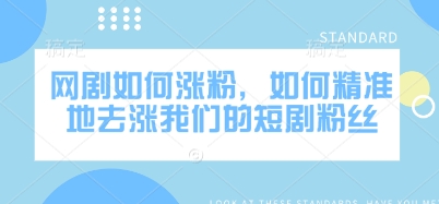 网剧如何涨粉，如何精准地去涨我们的短剧粉丝-情久项目网