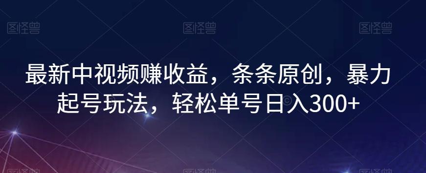 最新中视频赚收益，条条原创，暴力起号玩法，轻松单号日入300+【揭秘】-情久项目网