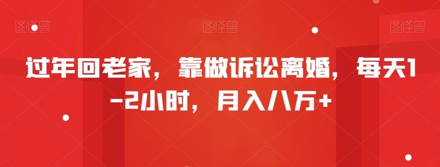 过年回老家，靠做诉讼离婚，每天1-2小时，月入八万+-情久项目网