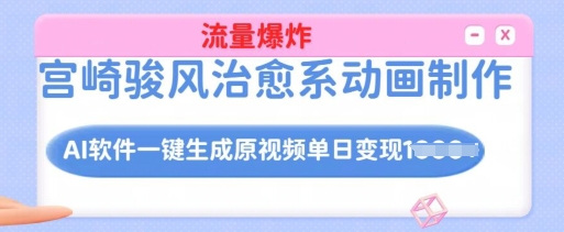 宫崎骏风治愈系动画制作，AI软件一键生成原创视频流量爆炸，单日变现多张，详细实操流程-情久项目网