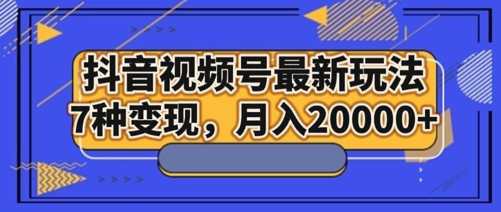 抖音视频号最新玩法，7种变现，月入20000+-情久项目网