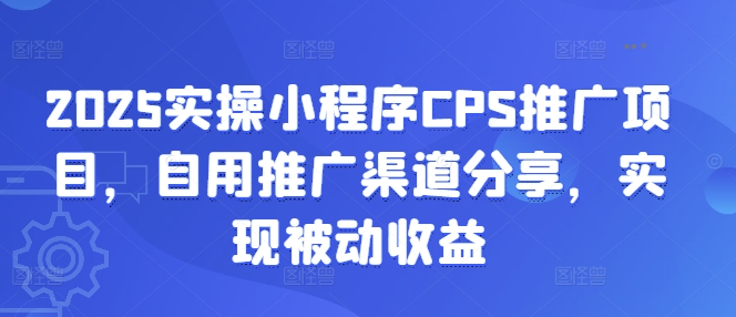 2025实操小程序CPS推广项目，自用推广渠道分享，实现被动收益-情久项目网