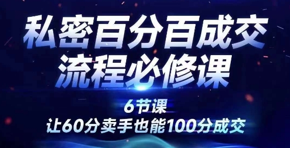 私密百分百成交流程线上训练营，绝对成交，让60分卖手也能100分成交-情久项目网