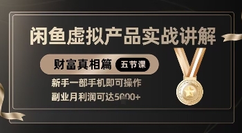 精品！闲鱼虚拟产品实战讲解，新手一部手机即可操作，副业月利润可达5k+-情久项目网