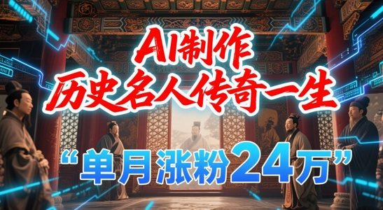 暴力起号！用AI制作历史名人传奇一生，单月涨粉24W，涨粉+变现赛道黑马来了-情久项目网