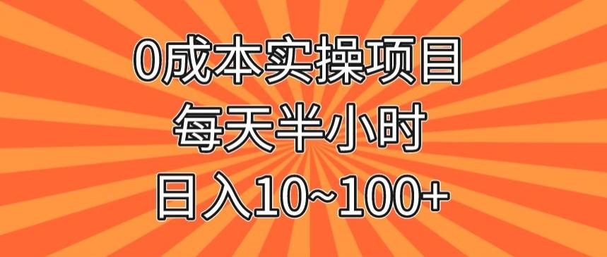 0成本实操项目，每天半小时，日入10~100+-情久项目网