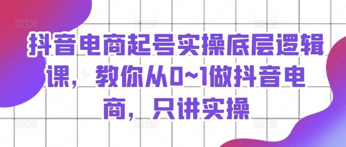 抖音电商起号实操底层逻辑课，教你从0~1做抖音电商，只讲实操-情久项目网