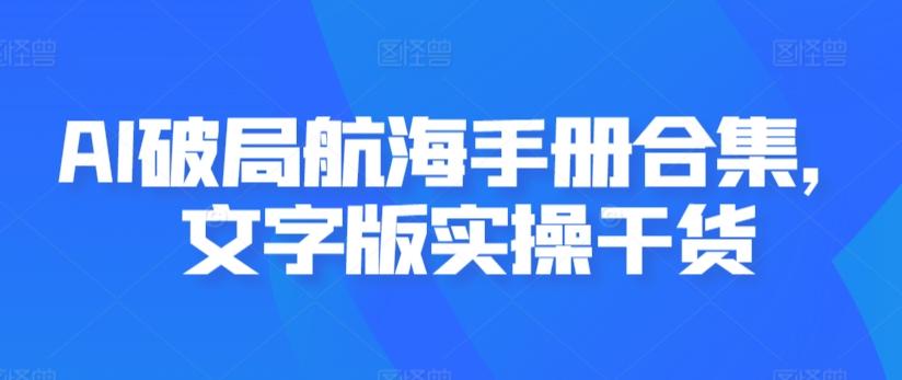 AI破局航海手册合集，文字版实操干货-情久项目网