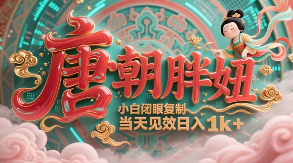 用AI克隆“唐朝胖妞”日更3条，平台疯狂推流，小白闭眼复制，当天见效，日入1k+-情久项目网