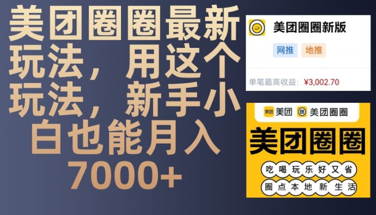 美团圈圈最新玩法，用这个玩法，新手小白也能月入7000+-情久项目网