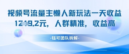 视频号流量主懒人新玩法，一天收益1k，人群精准收益高-情久项目网