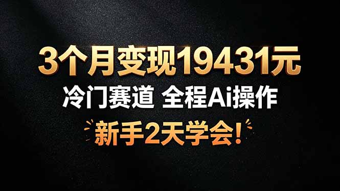 3个月变现19431元，冷门赛道 全程Ai操作，新手2天学会！-情久项目网