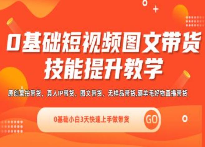 0基础短视频图文带货实操技能提升教学(直播课+视频课),0基础小白3天快速上手做带货-情久项目网