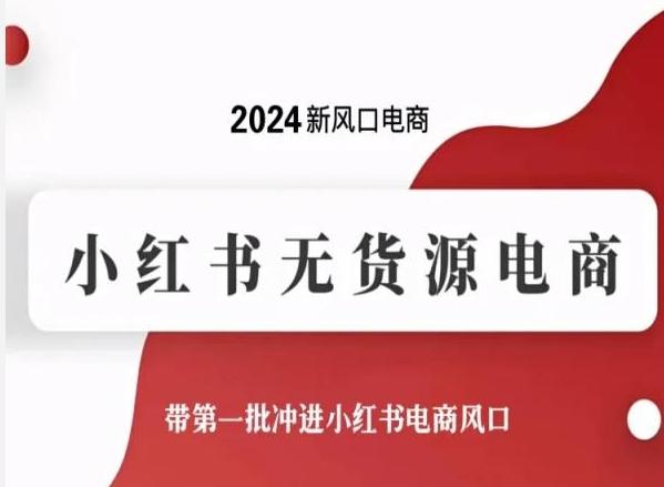 2024新风口电商，小红书无货源电商，带第一批冲进小红书电商风口-情久项目网