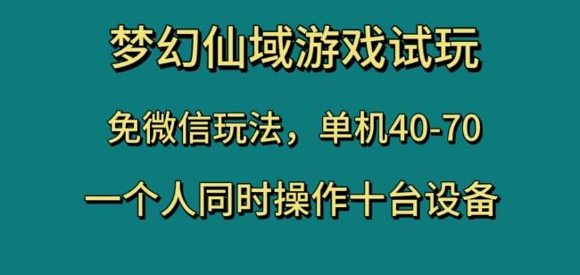 梦幻仙域游戏试玩，免微信玩法，单机40-70，一个人同时操作十台设备【揭秘】-情久项目网