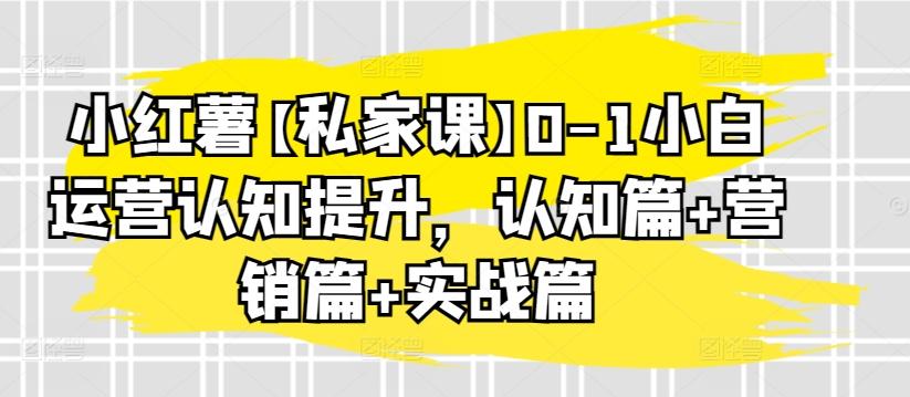 小红薯【私家课】0-1小白运营认知提升，认知篇+营销篇+实战篇-情久项目网