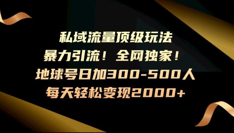 暴力引流，全网独家，地球号日加300-500人，私域流量顶级玩法，每天轻松变现2000+-情久项目网
