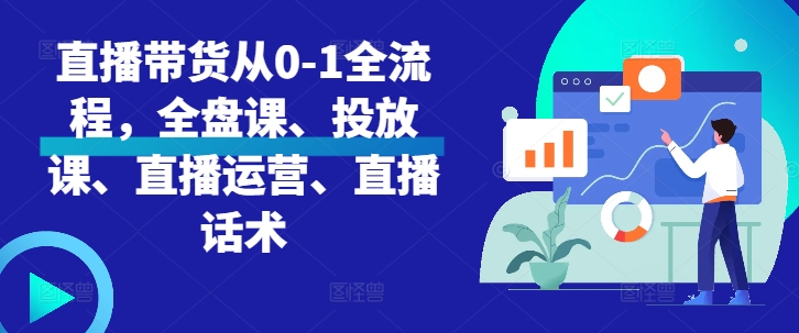 直播带货从0-1全流程，全盘课、投放课、直播运营、直播话术-情久项目网