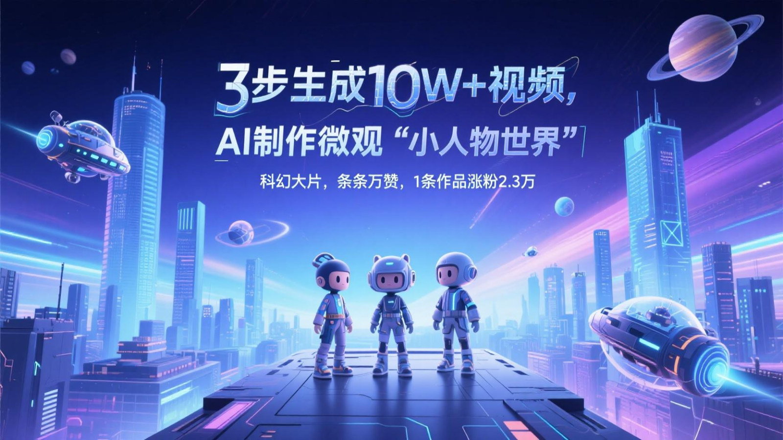 三步生成10W+视频，AI制作微观“小人物世界”科幻大片，条条万赞，1条作品涨粉2.3万-情久项目网