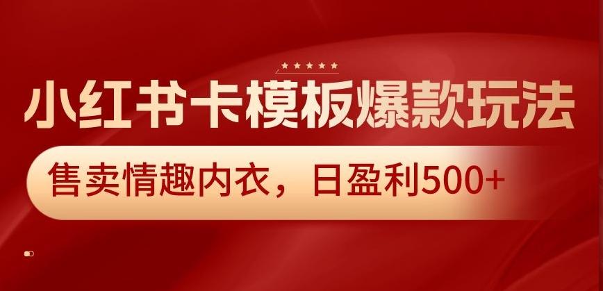 小红书卡模板爆款玩法，售卖情趣内衣，日盈利500+【揭秘】-情久项目网