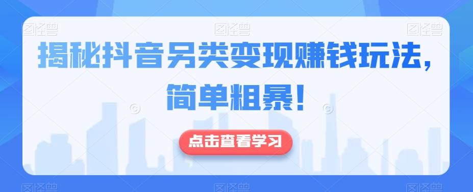 揭秘抖音另类变现赚钱玩法，简单粗暴！-情久项目网