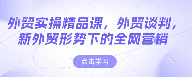 外贸实操精品课，外贸谈判，新外贸形势下的全网营销-情久项目网