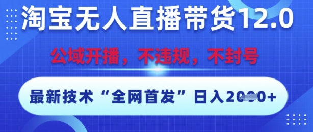 淘宝无人直播带货12.0，最新技术，不封号，不违规，操作简单，开播爆单，日入多张【揭秘】-情久项目网