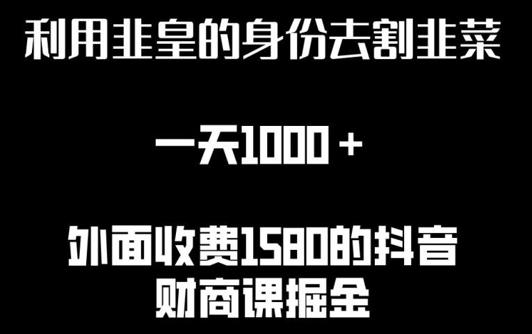 利用非皇的身份去割韭菜，一天1000+(附详细资源)【揭秘】-情久项目网