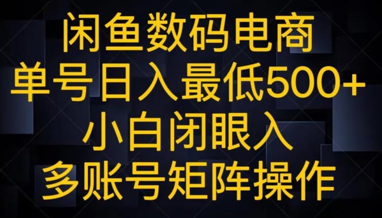 闲鱼数码电商，单号日入最低500+，小白闭眼入，多账号矩阵操作-情久项目网