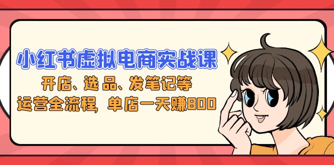 小红书虚拟电商实战课：开店、选品、发笔记等运营全流程，单店一天赚800-情久项目网